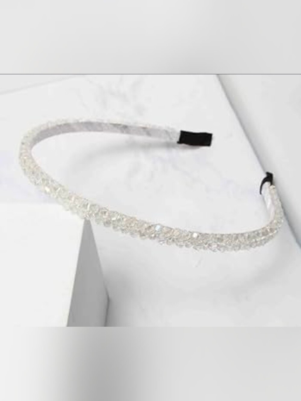 Thin Crystal-Embellished White Headband BNIB